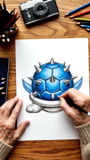 Drawing The Blue Shell 🐢 Satisfying Pencil Art