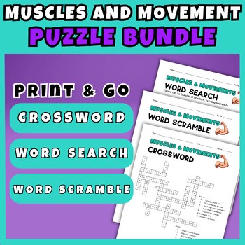 PE Health Muscles and Movement Puzzle Bundle Worksheets Vocabulary Activities
