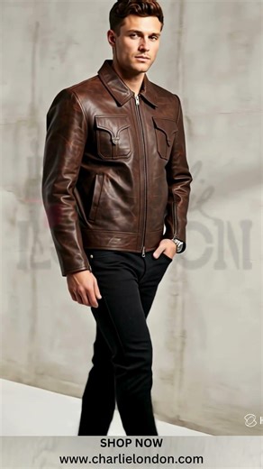 Mens Drifter Italian Lambskin Brown Leather Jacket | Vintage Style Charlie London