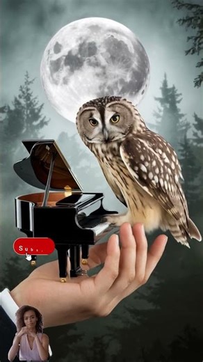 Owl Playing Piano in Moon Light💖 #cute #animal #dance #owl