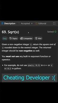 TitleCHEATING Developer 😅 vs Log n Engineer | LeetCode 69 | Binary Search
