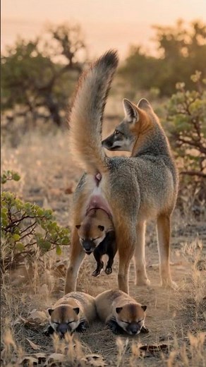 Newborn Gray Fox Kit First Moments 🦊 Rare Wildlife Birth Scene