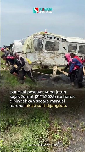 Residents Help Evacuate Airvan GA8 Plane That Crashed in Karawang Rice Fields