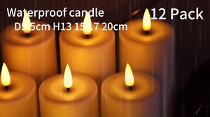 12 Pack Outdoor Waterproof Battery Operated Fake flameless LED Candles Set with Remote Control Timer, Warm White Decorative Candles for Patio Garden Wedding Table Centerpiece Home Decor