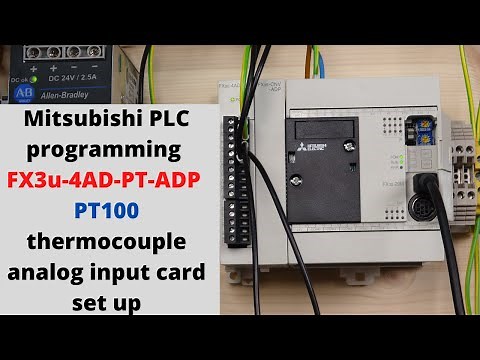 Mitsubishi PLC programming FX3u-4AD-PT-ADP PT100 thermocouple analog input card set up. ( English )