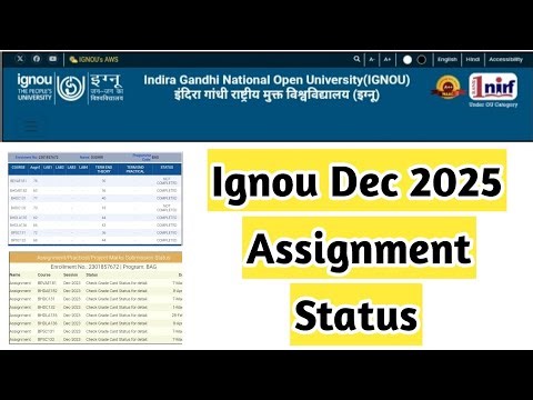 Ignou Dec 2025 Assignment Status | MISTER IGNOU