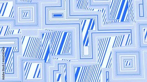 Moving geometric pattern with maze elements. Design. Hypnotic animation with pattern in the style of maze. Pattern with square lines and labyrinthine weaves