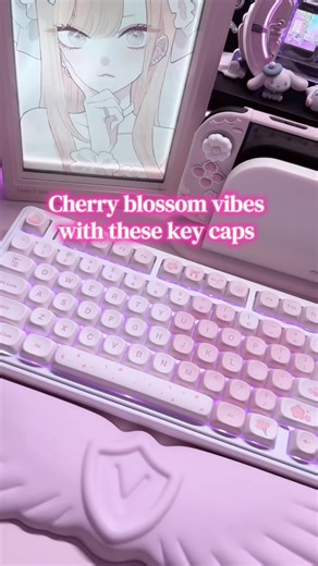 I’ve been wanting cute key caps forever. These are GORGEOUS! They come with so many options, and this is how I put them on my keyboard 🌸😱✨ #keyboards #keyboard #keycaps #keycap #sakura
