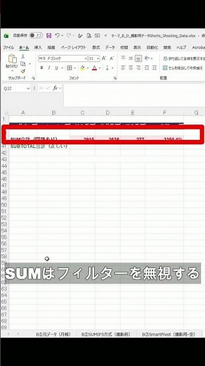 フィルターの合計、SUMだとズレてます【SUBTOTAL関数】#エクセル #製造現場