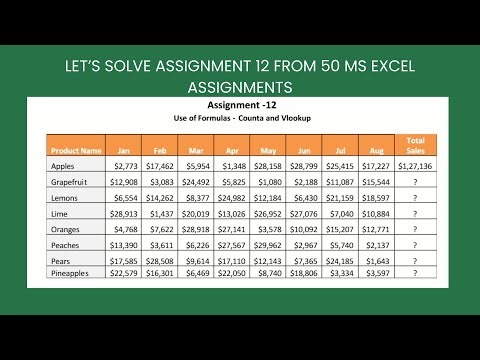 Assignment 12 - Let’s solve Assignment 12 from 50 ms excel assignments
