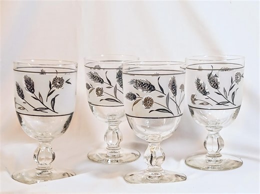 Vintage Libbey Water Goblets - Silver Wheat - Pattern - Etsy