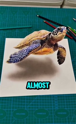 “3D Turtle Drawing That Looks ALIVE! 🐢✨ #ArtShorts #3Ddrawing #RealisticArt