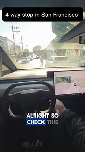 Cybertruck FSD 14.2.2.1 handles 4 way stop with Uber car blocking the side. | Tesla Owners of Silicon Valley