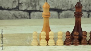 Chess big queens and small pawns Stock Video