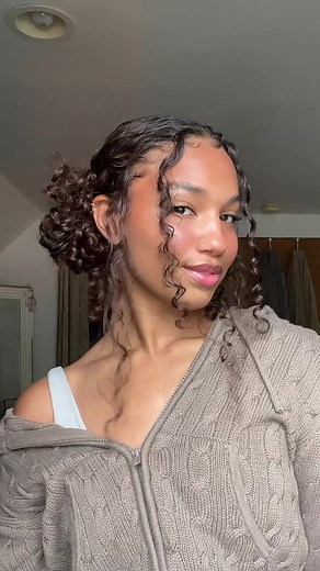 Messy low buns 🥰 #curlyhairstyles