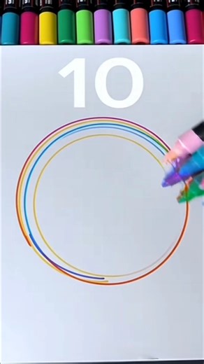 Make a circle with 10 Colour Marker. #shorts