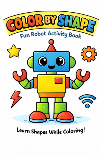 Color by Shape Robot Coloring Book for Kids | Preschool Learning Shapes Activity | Printable or KDP Activity Book | Ages 3-6 - Etsy