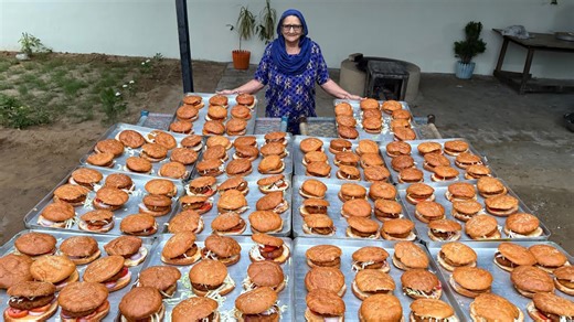 Cheese Burger, Indian Veg-Style, Cooked the Traditional Way