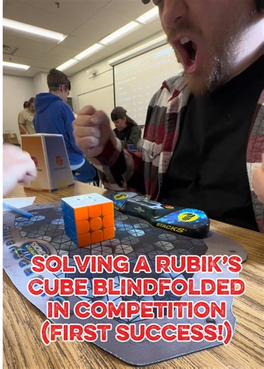 SOLVING A RUBIK’S CUBE BLINDFOLDED IN COMPETITION! (First Success!) #fyp #rubikscube #speedcubing #foryou #fypシ
