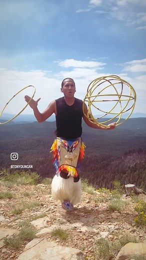 16K views · 1.1K reactions | A few moments of hoop dance practice high in the mountain tops of Arizona. No room for a hoop to go flyin lol. This song is called Coyote Dances, it’s a song composed by myself and Darrin Yazzie. #practice #hoopdance #mogollonrim #arizona #indigenous #culture #traditional | Tony Duncan Music & Dance | Facebook