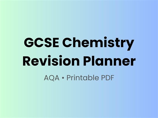 AQA GCSE Chemistry Revision Planner | Study Checklist, Formula Guide (Printable PDF)