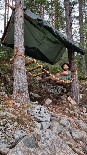 145K views · 768 reactions | Building a bushcraft hammock on a remote island #turkishviking #bushcraft #bushcraftsurvival #bushcraftshelter #hammock #primitiveskills #primitive #bushcrafting #bushman #wildman #wildcamping #friluftsliv #survival #villmark #ute | turkishviking | Facebook