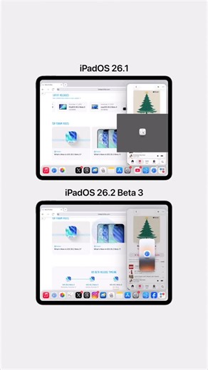 Beta Profiles on Instagram: "iPadOS 26.2 Beta 3 brings back app drag-and-drop for Slide Over and Split View. #ipados26 #ipad #apple #betaprofiles"