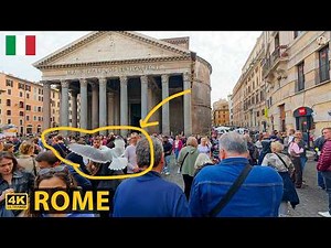 Crowded Rome in November Visiting the Pantheon and Trevi Fountain | 4K
