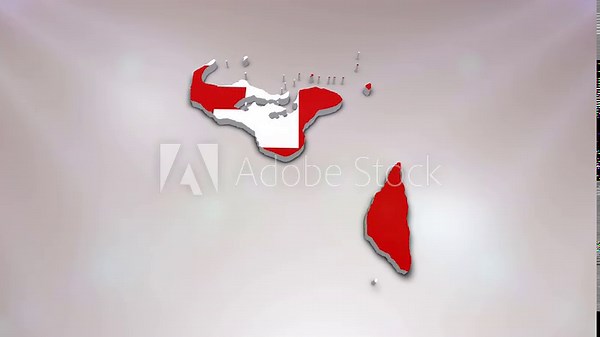 Tonga Flag on its Country Map, 3D Map Flag Opener Suitable for Politics, Elections, Travel, News and Sports Events and Presentations