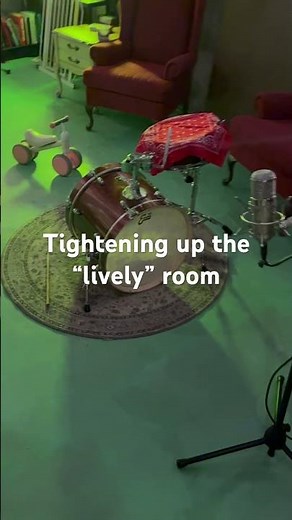 “Lively” drum room in a basement?? We’ll see! (my assistant helps)