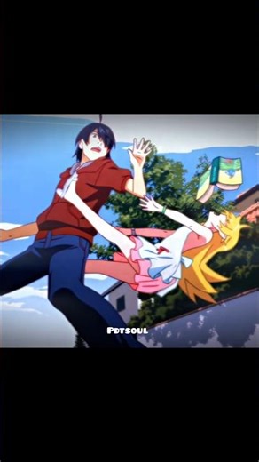 Why Koyomi Araragi Kicks Shinobu Oshino? 😡 #shorts #anime