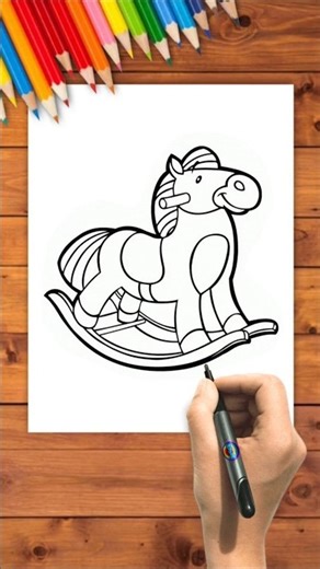 How to Draw a Cute Rocking Horse | Easy Drawing Tutorial for Kids