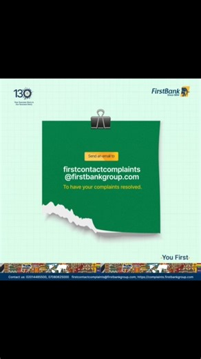 101 reactions · 420 comments | Send your complaints to firstcontactcomplaints@firstbankgroup.com to get prompt assistance and resolution! Our dedicated team is ready to listen and put you first always. #FirstBank #YouFirst | First Bank of Nigeria Limited | Facebook