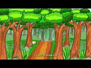 How to draw forest, bush, trail, trees - Easy Step by Step Tutorials