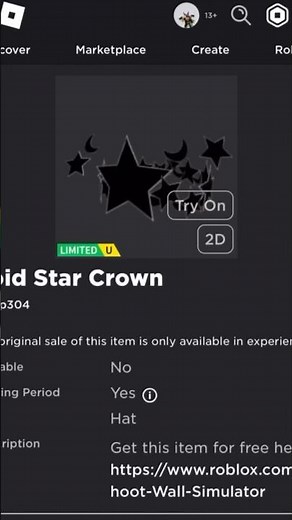 ( Limited UGC Item ) How to get Void Star Crown ROBLOX ( 2023 ) DeanOfficial YT