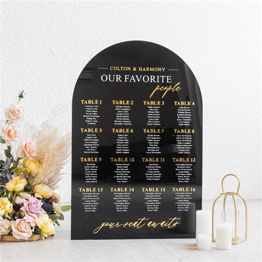 Wedding Seating Chart | Acrylic Seating Chart Sign | Custom Wedding Seating Chart Sign | Table Seating Chart Sign | Alphabetical Chart - Etsy