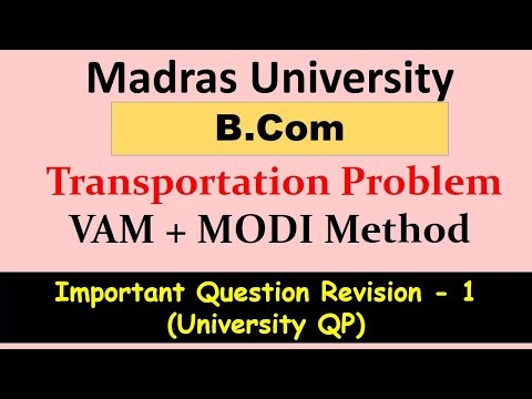Transportation problem [ MODI method - U V method with Optimal Solution ] Operations research