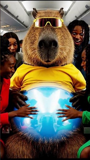 The Capybara’s Metal Belly Is Out of Control! 😂✈️✨#funny