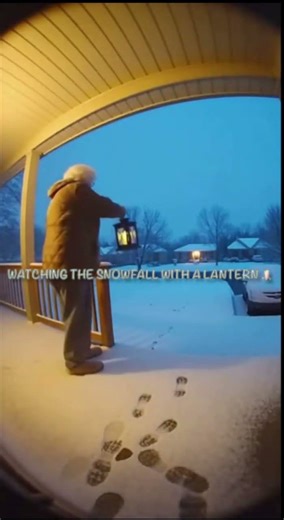 Grandma lights a lantern in the snow🕯️⛄ #grandma #snow #landscape