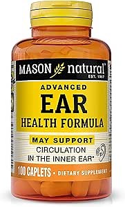 MASON NATURAL Advanced Ear Health Support, with Vitamin C, 33 Day Supply | Supports inner-ear circulation & ear health with vitamin C, B vitamins, choline, inositol & bioflavonoids