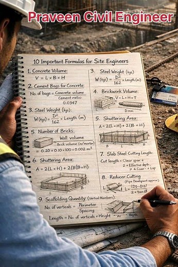 Basic 10 Civil Engineer Calculation Formulas (Easy to Remember)