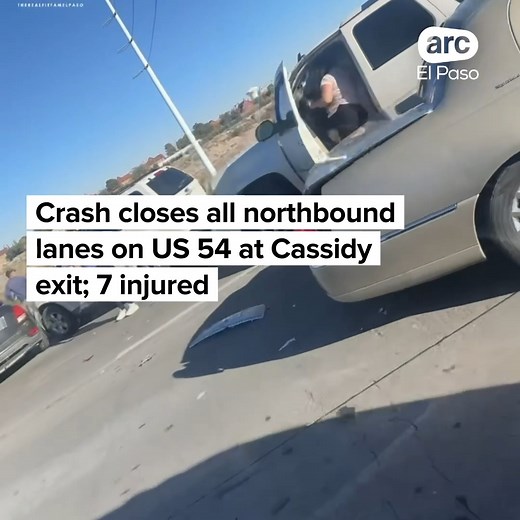 All lanes on US 54 northbound at the Cassidy exit are closed due to a crash. Officials reported that seven people were injured. At least one person was transported by FireStar. Credit: Fitfam. https://bit.ly/4nHumoT | ARC El Paso