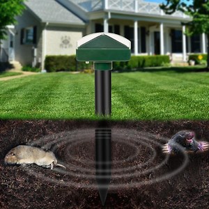 #1 Solar-Powered Mole, Vole, Gopher & Groundhog Repellent - Ultrasonic