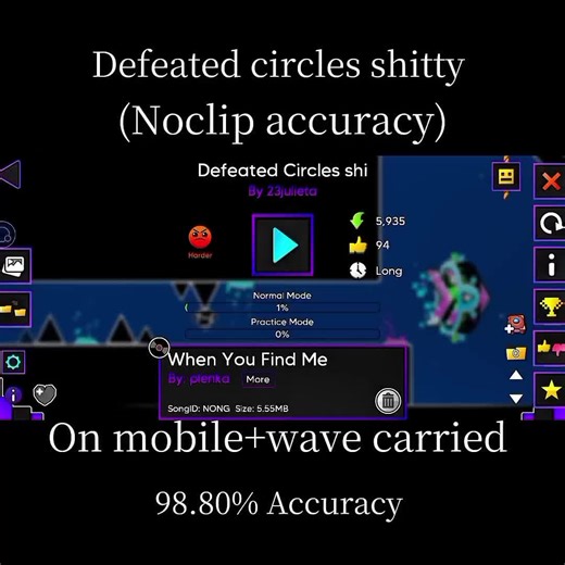 Defeated Circles Gameplay in Geometry Dash