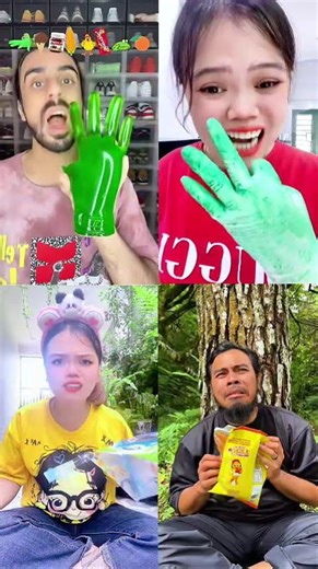 Green Slime Hand & Chip Bag Struggle 🖐️💚🍟