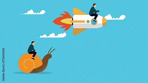 Boost fast speed to win business competition cartoon animation Stock Video