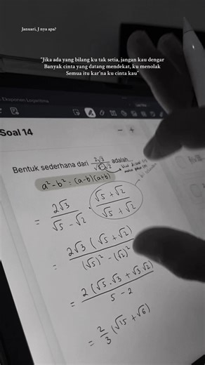 matematika? “Banyak mapel yang datang mendekat, ku menolak Semua itu kar'na ku cinta kau” #math #january #2026 #explain