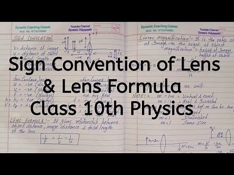 Sign Convention of Lens, Lens Formula, Chapter 9, Light, Class 10 Science