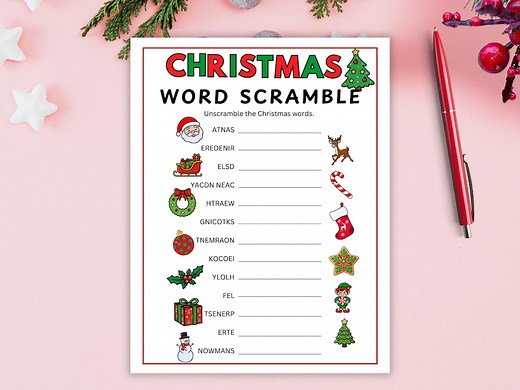 Christmas Word Scramble Printable Game, Fun Holiday Activity for Kids, Classrooms, Parties - Etsy UK