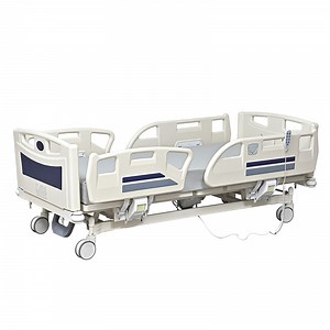 [Hot Item] ICU Hospital Furniture Clinic Patient Bed 5 Function ICU Medical Nursing Care Bed Hospital Bed with Plug-in Bedhead